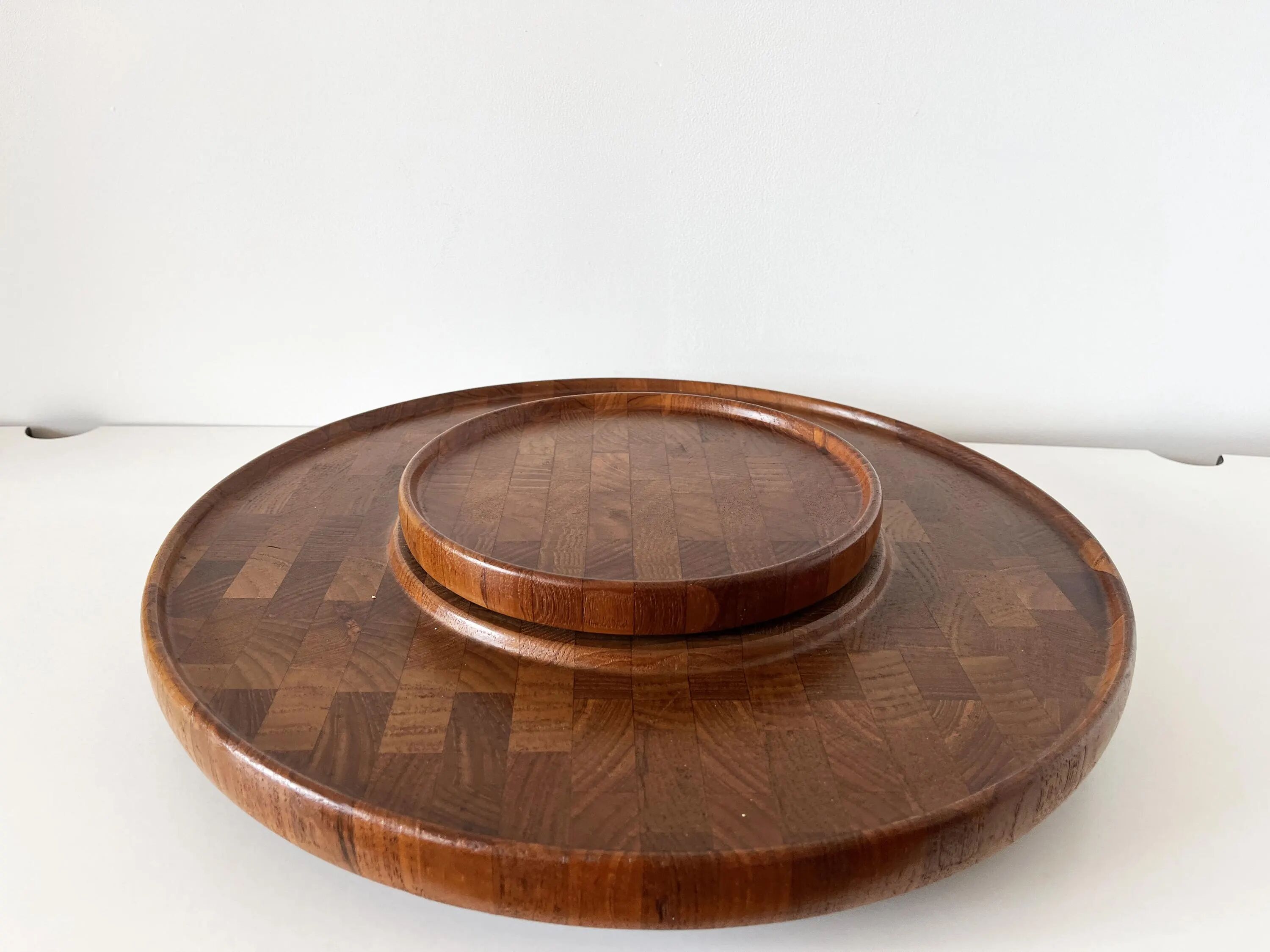 Large rotating teak platter Denmark Digsmed 1970