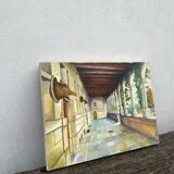 Old oil painting on canvas