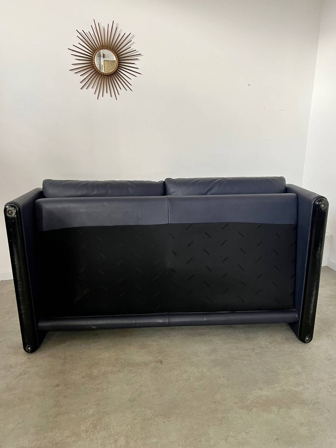 Maralunga sofa designer Vico MAGISTRETTI cassina in vintage midnight blue leather