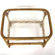 Scandinavian glass and rattan coffee table, Sweden, 1960s