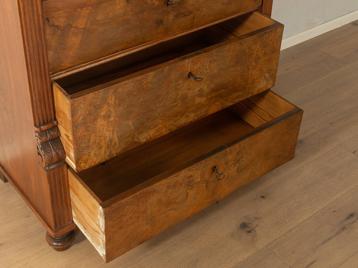 Antique secretary desk from the 1880s, walnut, restored