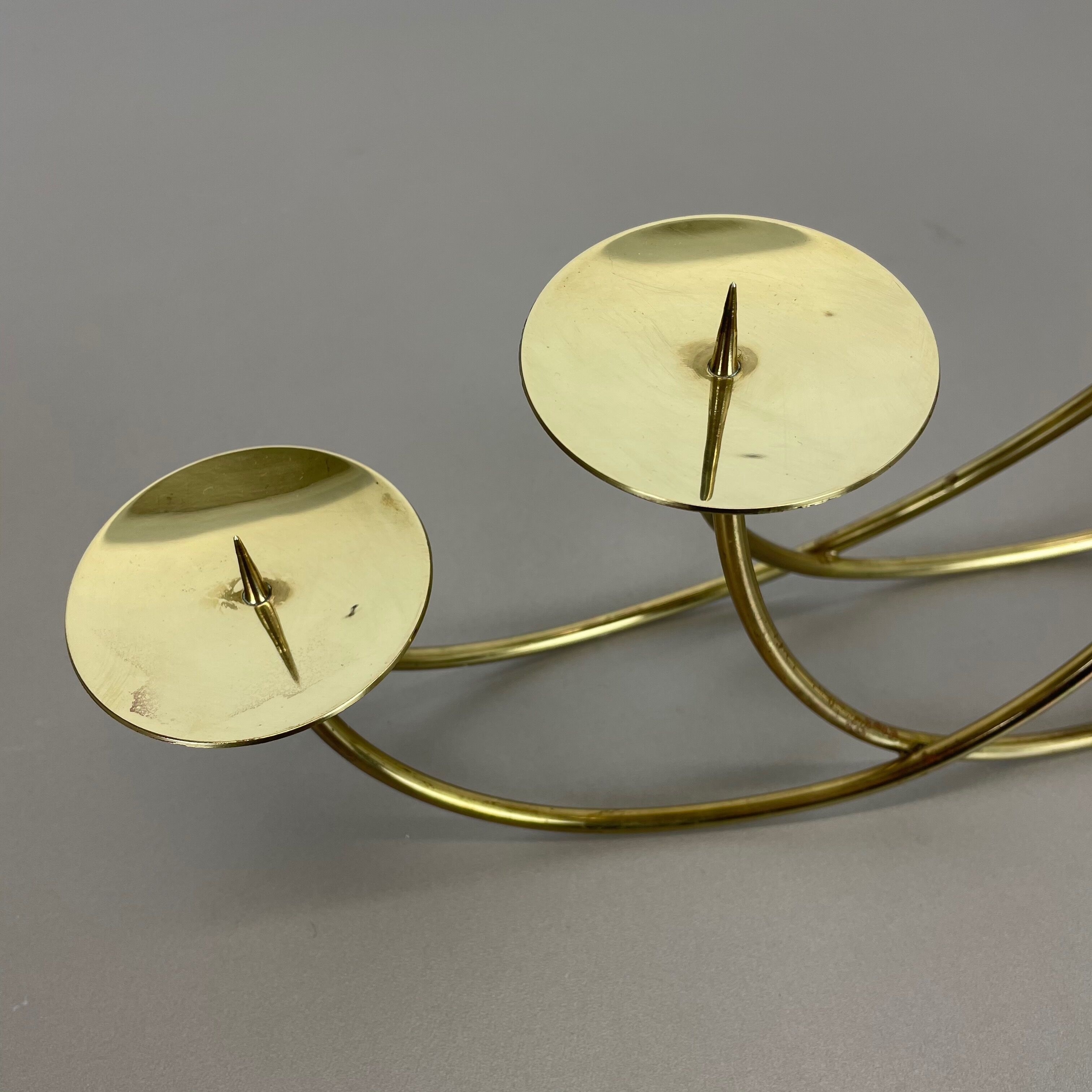 Sculptural solid brass candleholder by Harald Buchrucker Bauhaus, Germany, 1950s