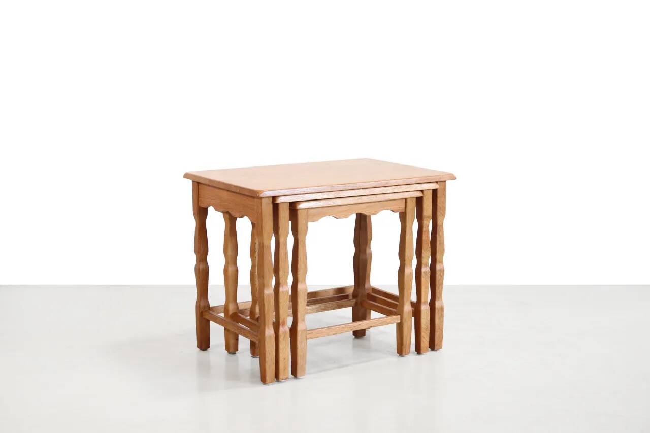Set of three oak nesting tables attributed to Henning Kjærnulf