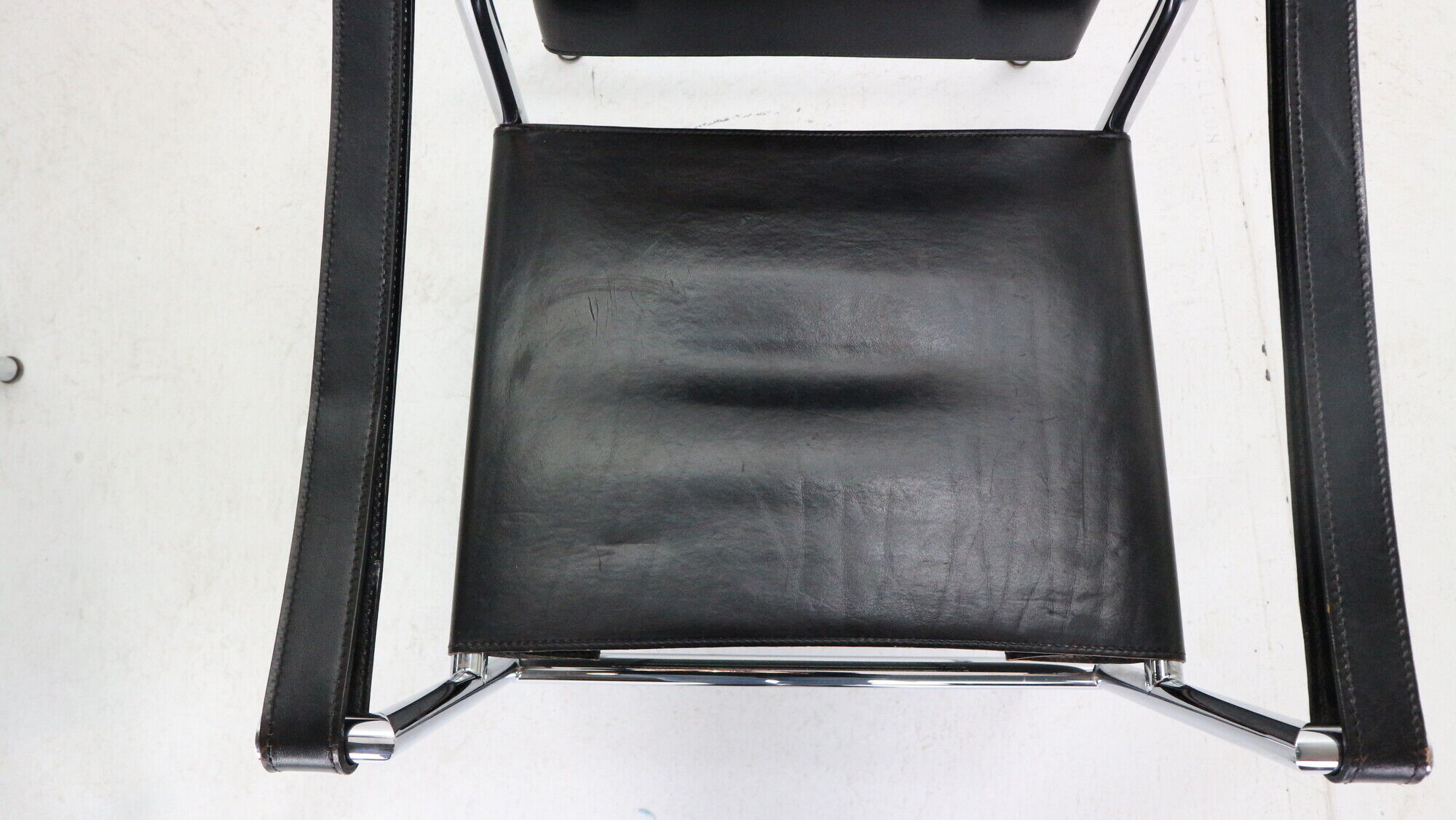 Le Corbusier Set of 2 Black Leather Armchairs Model- LC1 for Cassina, 1970s