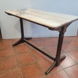 Bistro table oak base over marble