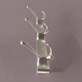 Vintage aluminum coat rack with three hooks