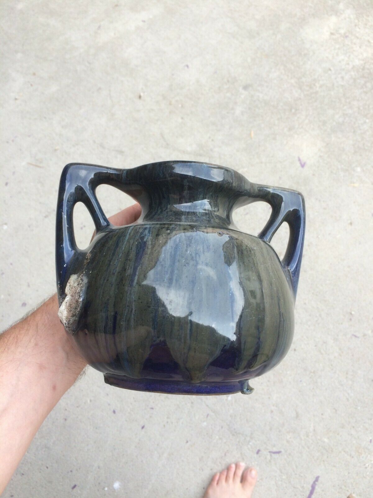 Sandstone vase enamelled art studio Jack Labrec