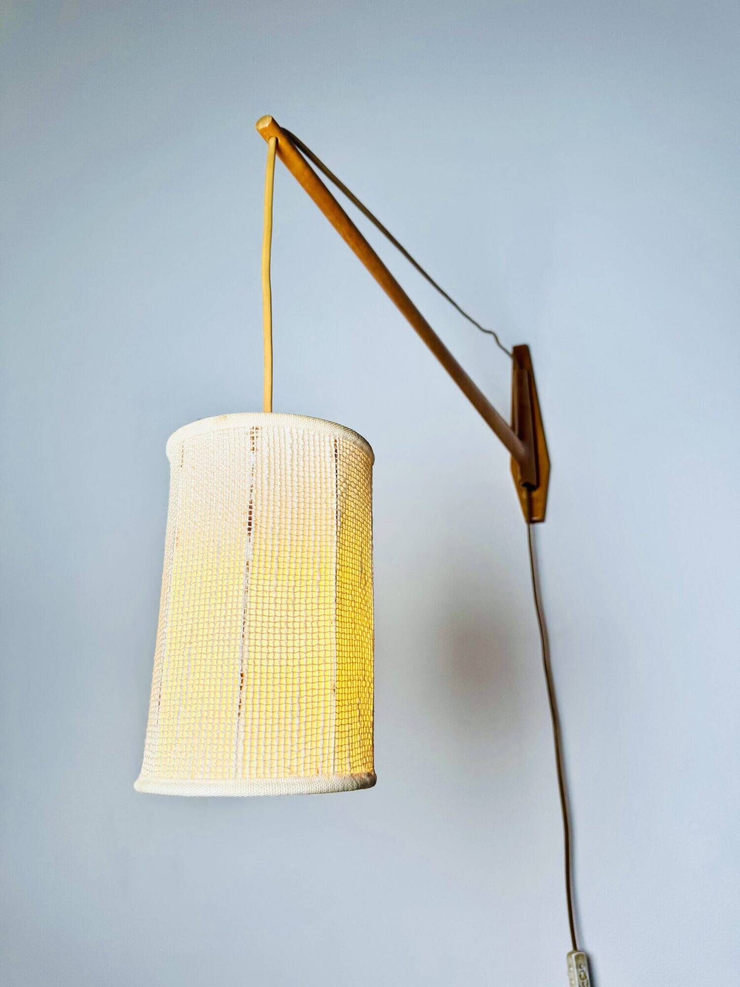 Large Rosewood Swivel-Arm Wall Lamp, Sweden 1950S