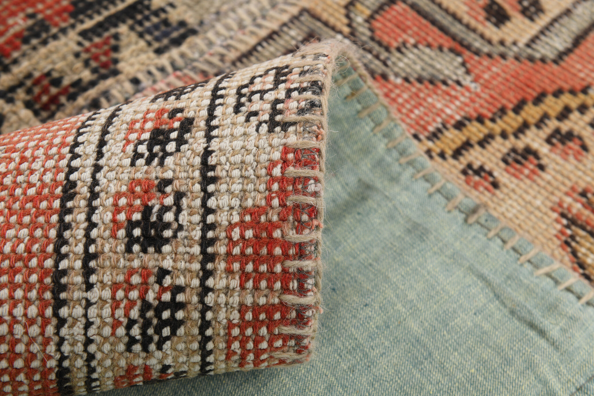 5x8 Neutral Red Beige Oushak Patchwork Rug 245x168Cm