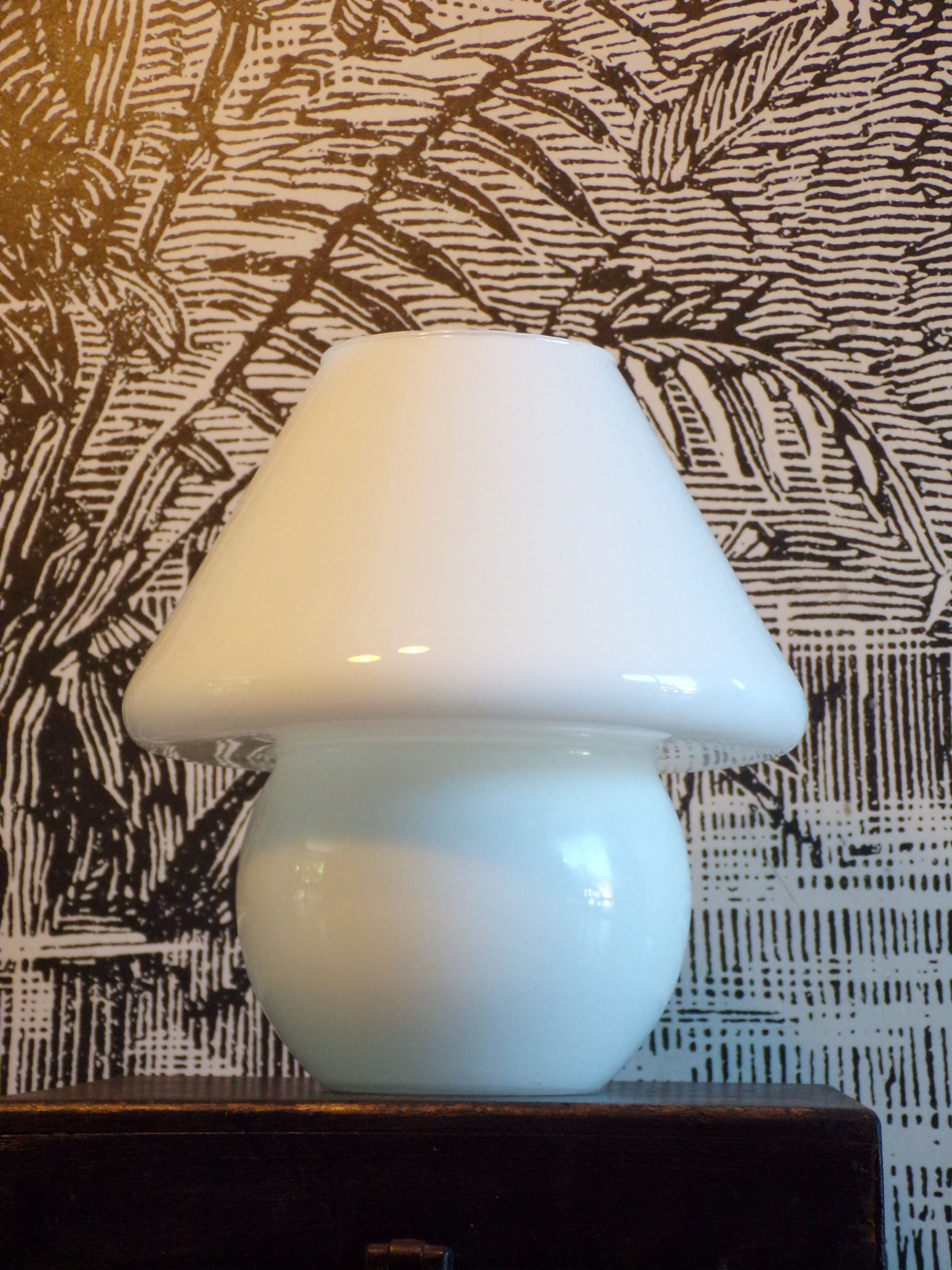 Vintage opaline mushroom lamp