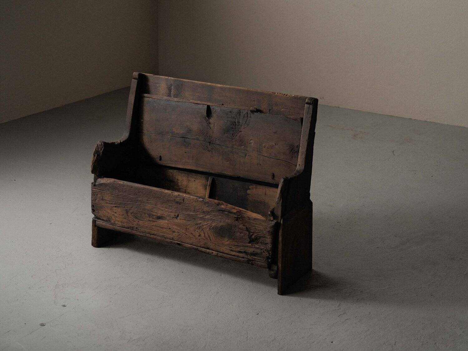 Alpine larch wood storage bench, Folk Art, Piedmont, 19th century