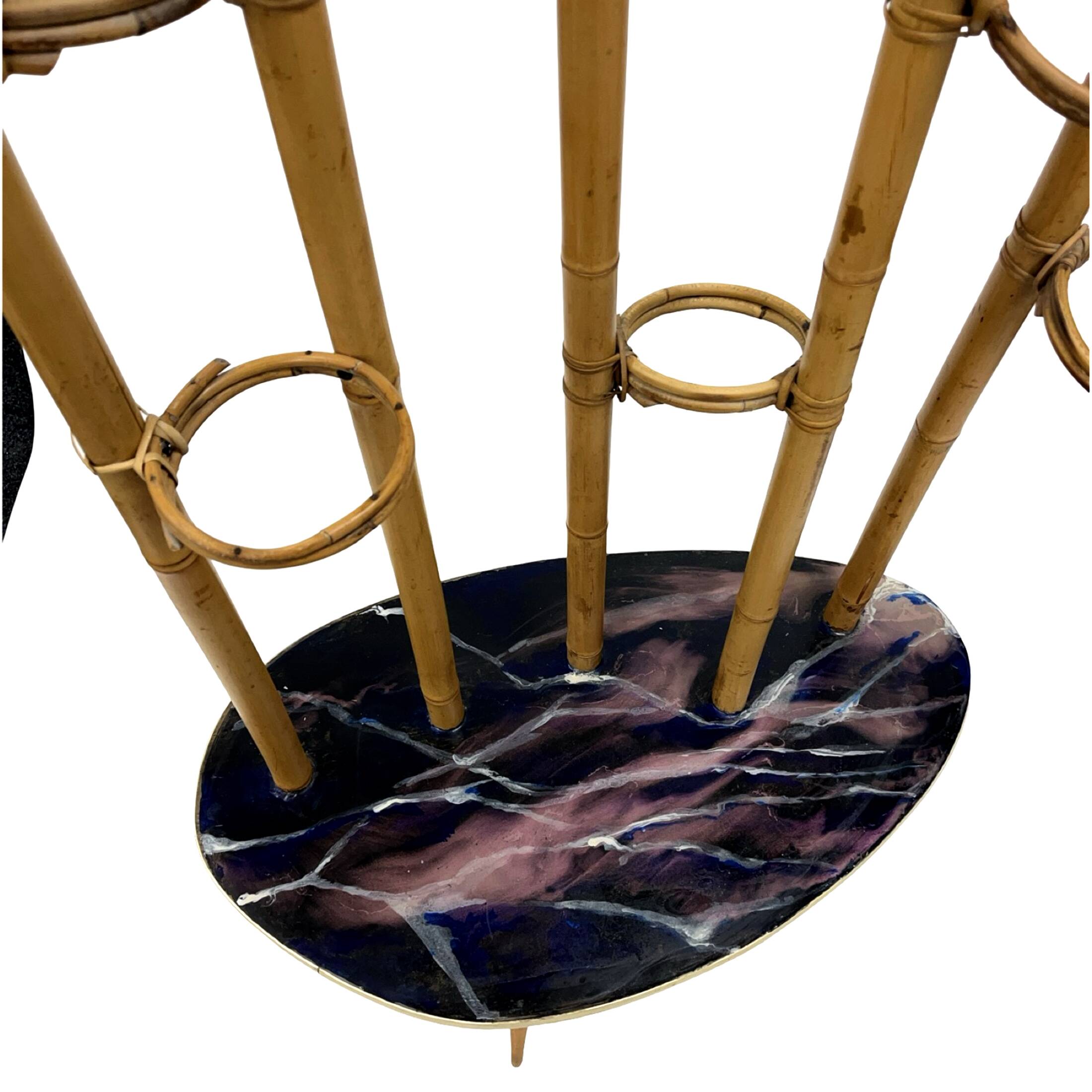 Mid-Century Modern Plant Stand – Europe, 1960s-1970s, Bamboo & Artistic