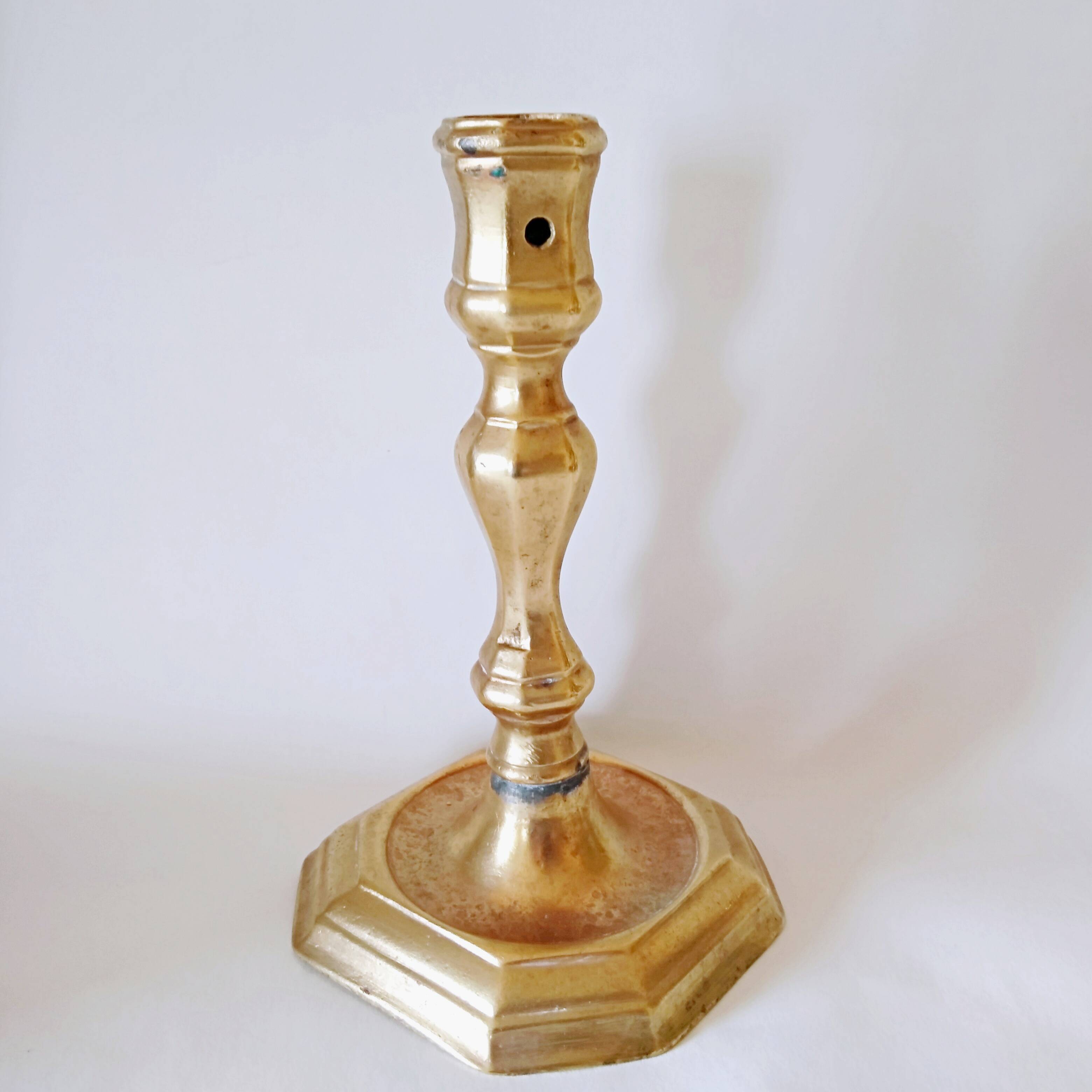 Gilt bronze candlestick with pierced bin 17th century