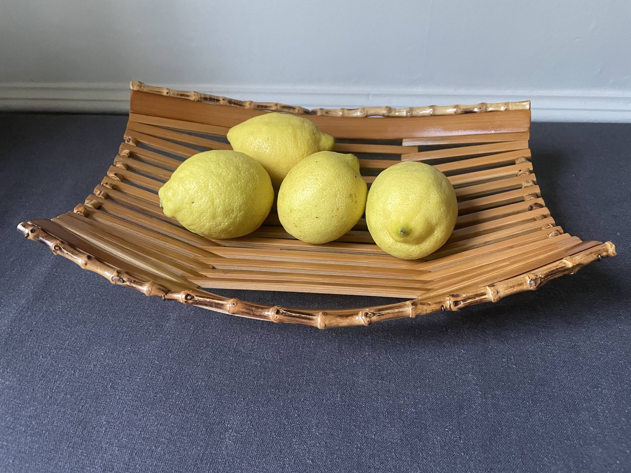 Corbeille à fruits bambou années 70