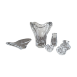 Set of Daum crystal vases and candle holders