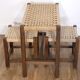 Ensemble de 3 tabourets vintage bois et corde