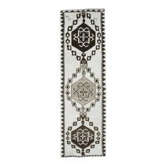 Vintage Turkish Oushak Handmade Wool Cotton White Runner Rug 100x320