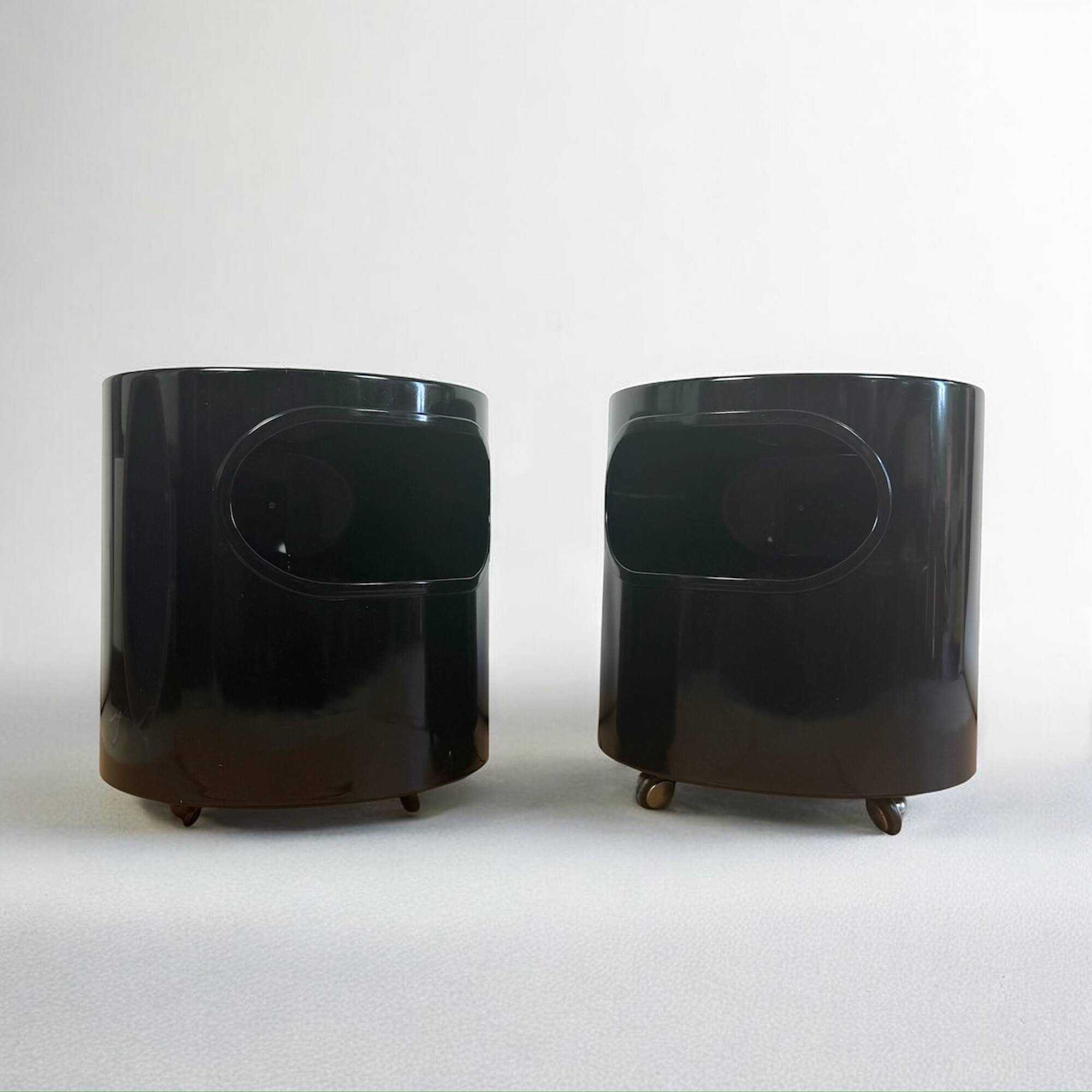 Pair of Black Giano Vano Tables by Artemide Italy 1970s