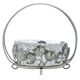 Postmodernist sugar bowl, silver-plated brass, glass, Poland, 1970s