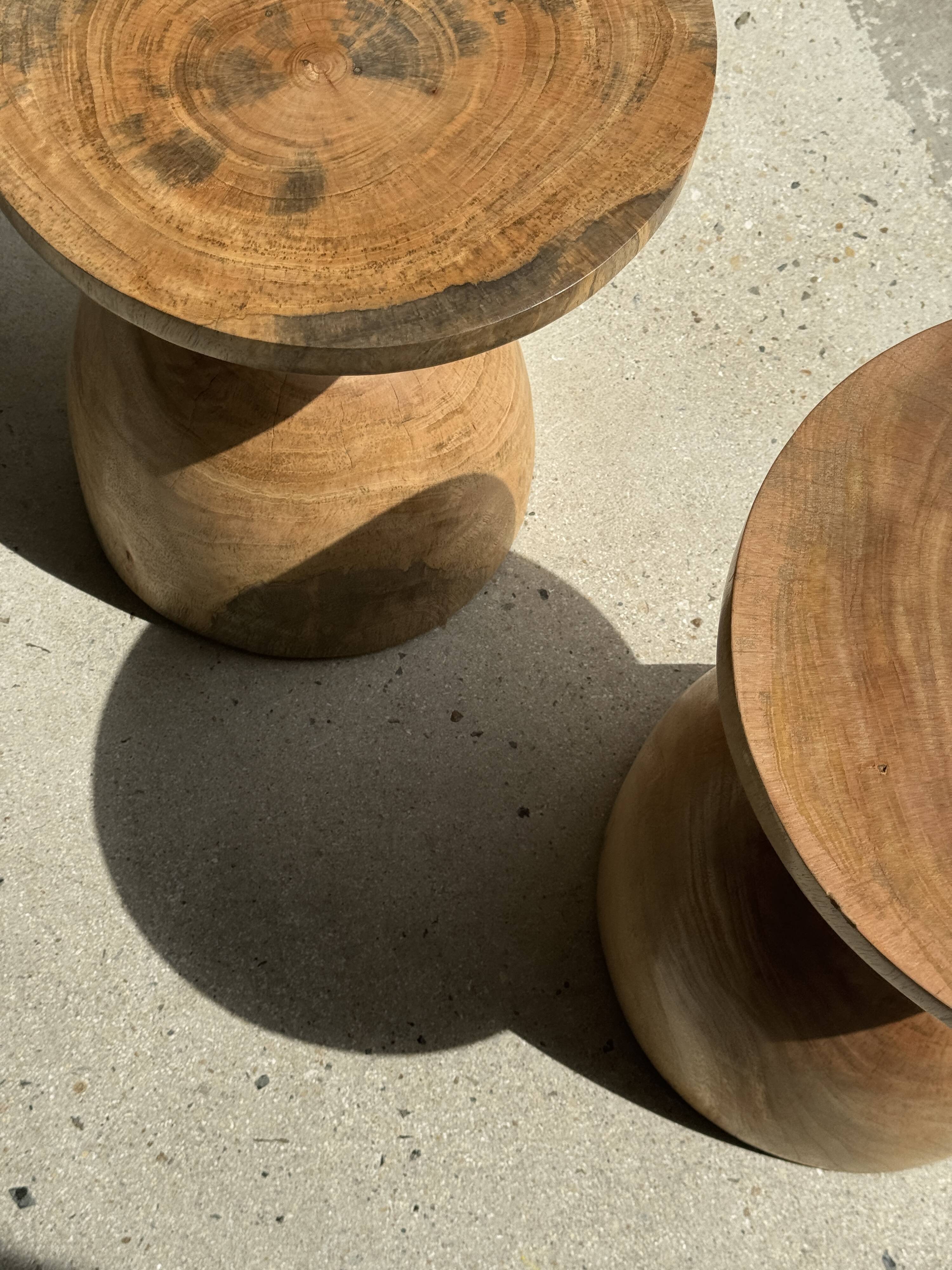 Solid wood side table (monoxyl) organic shape natural color