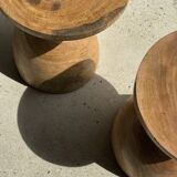 Solid wood side table (monoxyl) organic shape natural color