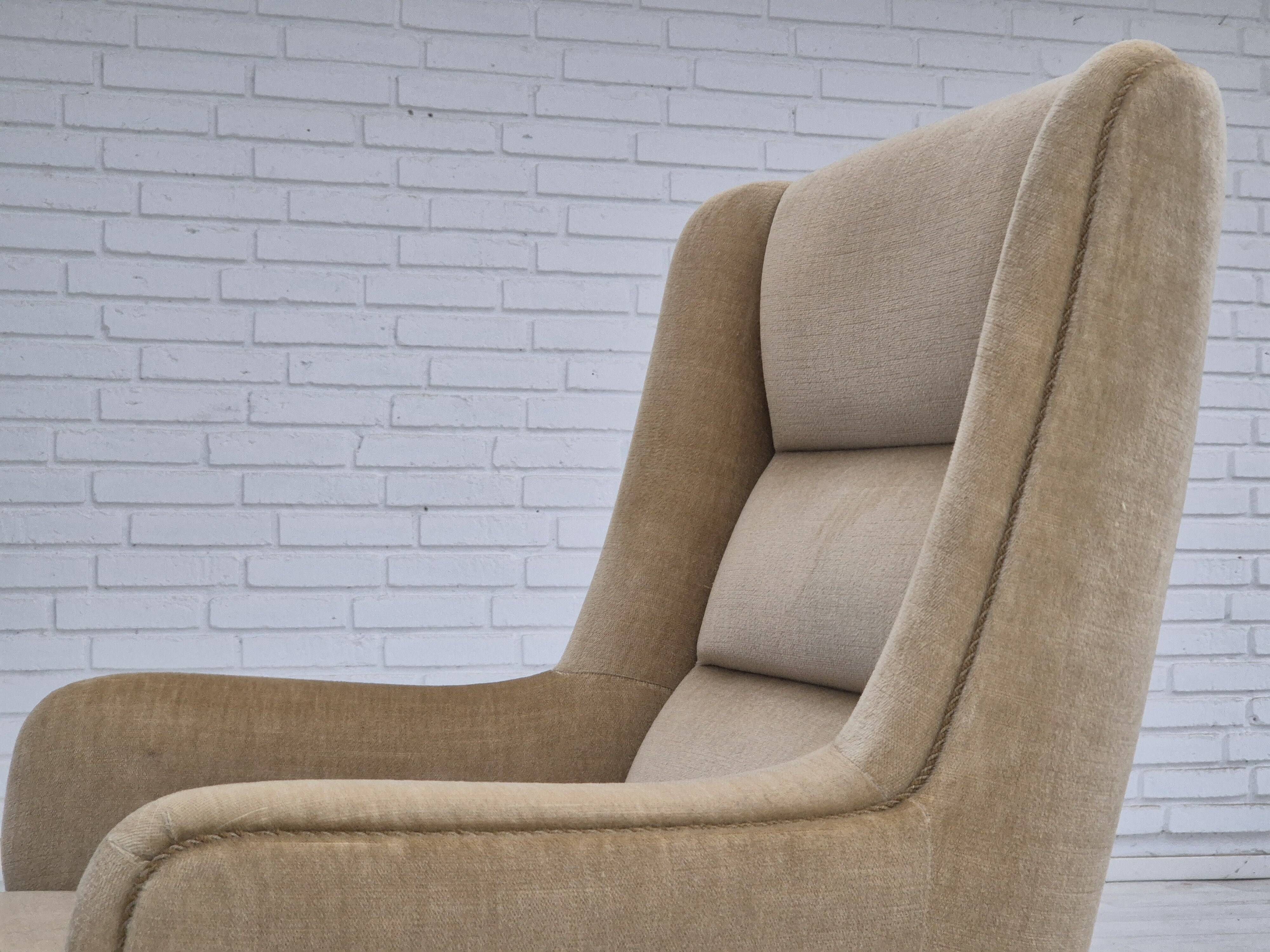 1970s, Danish highback armchair, original condition, furniture velour.