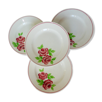 4 assiettes plates modèle Rose Mai