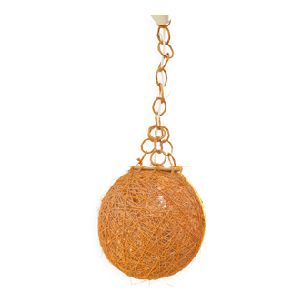 Orange rattan pendant light