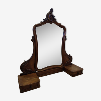 Miroir de coiffeuse ancien avec tiroirs