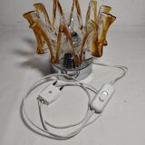 Lámpara de mesa de cristal. Italia, 1970s.