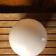 Ancienne applique opaline blanc + support céramique & contour alu vintage #a508