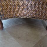 Woven rattan armchair and exotic wood - Colonial style - 1980s