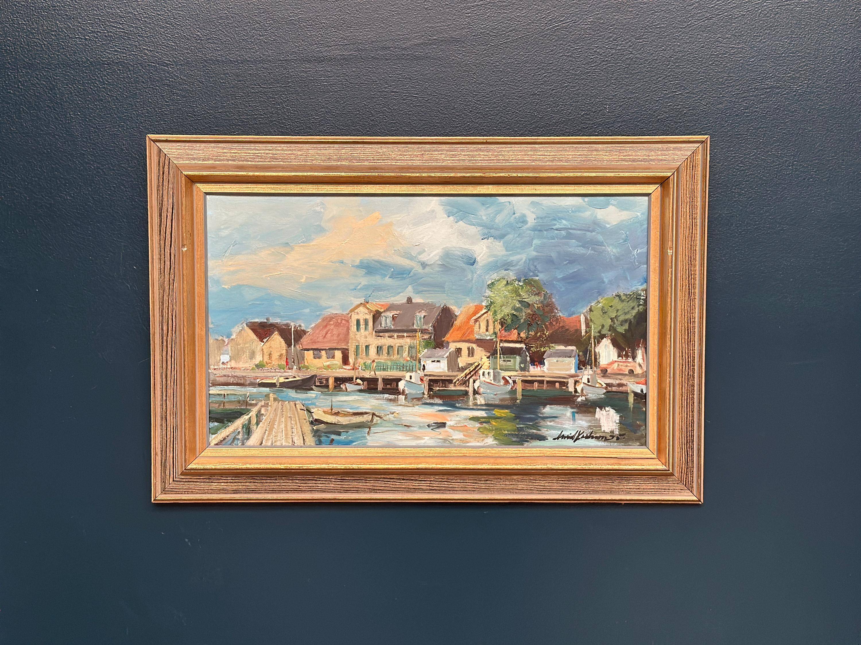 Original Swedish Oil On Canvas – “Helsingborg” By Arvid Karlsson – Dated 1975 – Vintage & Framed – 75 × 49 Cm (29.5" × 19.3")