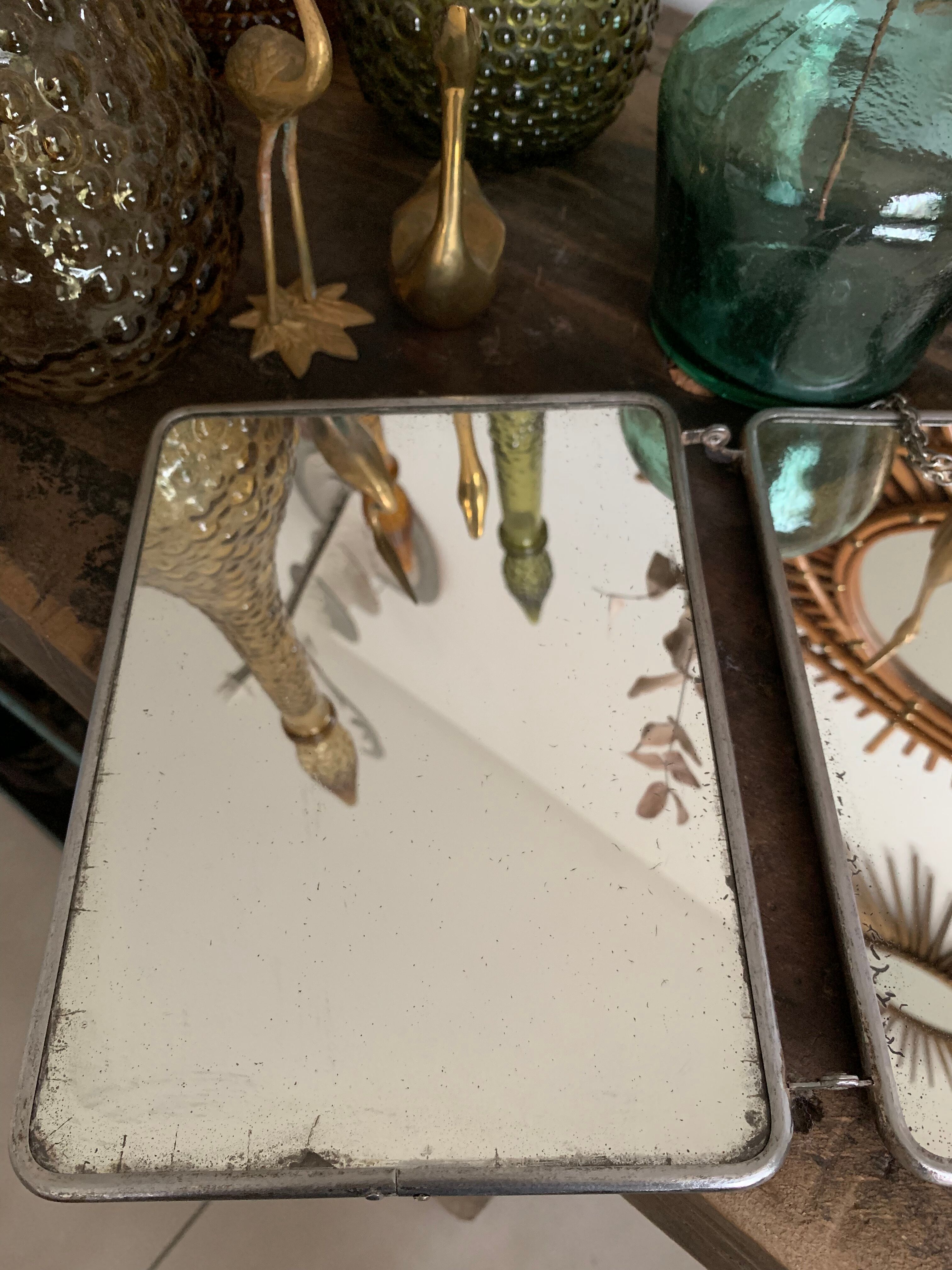 Vintage triptych barber mirror 24x59cm