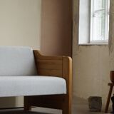 Mid Century Danish Daybed in solid pine, reupholstered in wool, 1980s
