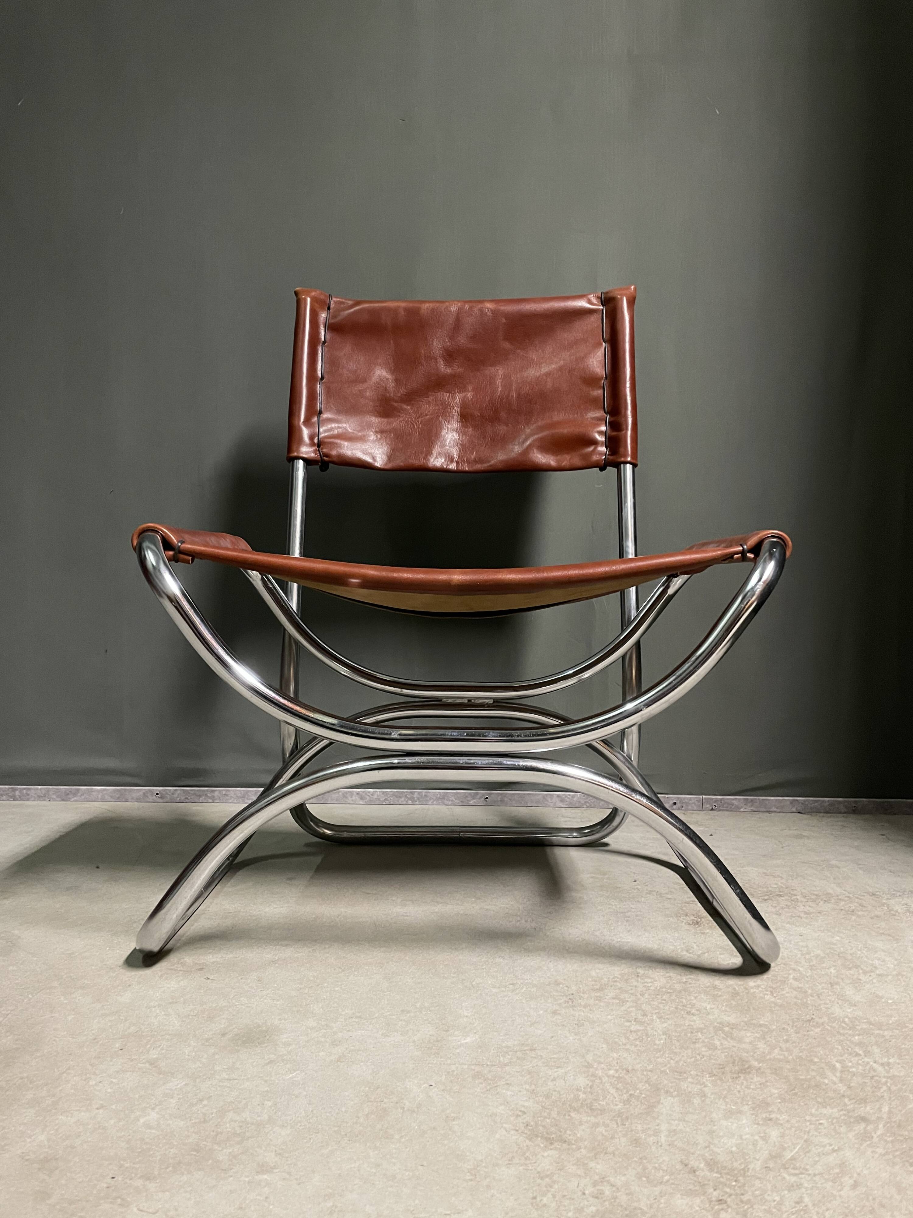1960's tubular framed armchair