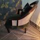 Fauteuil crapaud velours et cannage