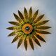 Mid-century modern sunburst light fixture with leaves, French craftsmanship, 1950s