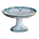Antique 19th-century compote dish made of ironstone, signed Sarreguemines, from the "Verdun" collection.