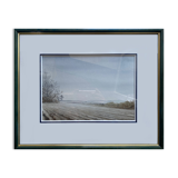 Watercolor painting "Icaunais Landscape" by Roger Hirsch - Burgundy + frame