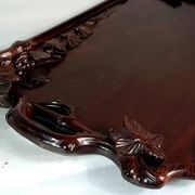 Antique rosewood serving tray carved with vines China D058