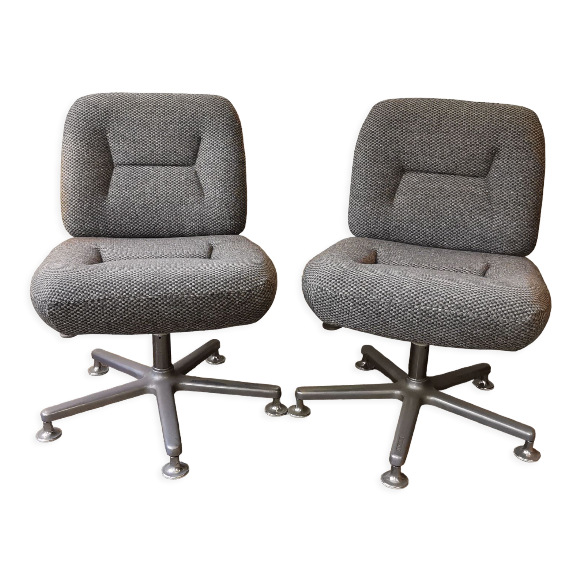 Pair of vintage office chairs heather grey by EUROSIT
