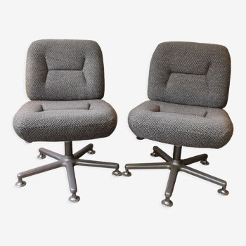 Paire de fauteuils de bureau vintage gris chiné par EUROSIT