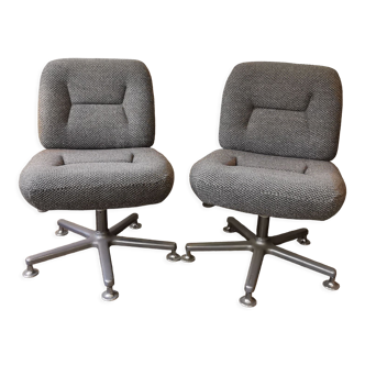 Paire de fauteuils de bureau vintage gris chiné par EUROSIT