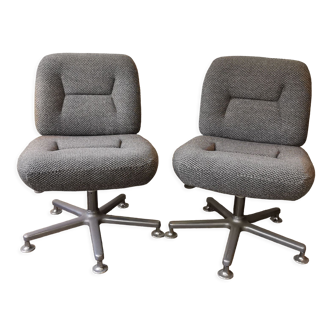 Pair of vintage office chairs heather grey by EUROSIT