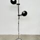 Two-spot floor lamp phase — brushed steel and matte black — 1970s