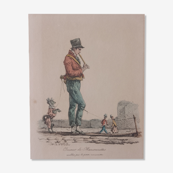 Lithograph Carle Vernet Puppet Player