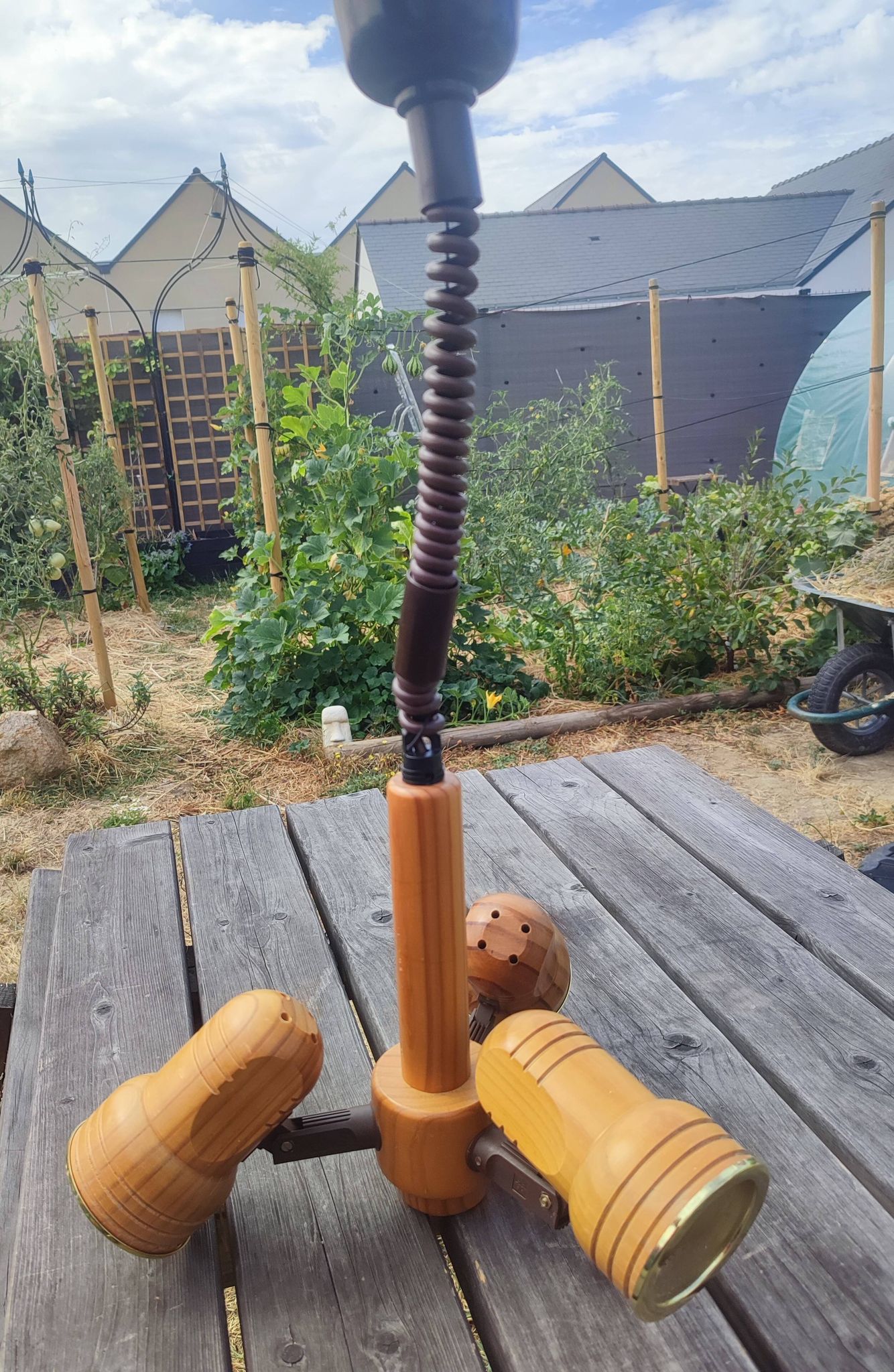 Vintage 1970/1980 Monte-et-Baisse Suspension – 3 Adjustable Wooden Spots