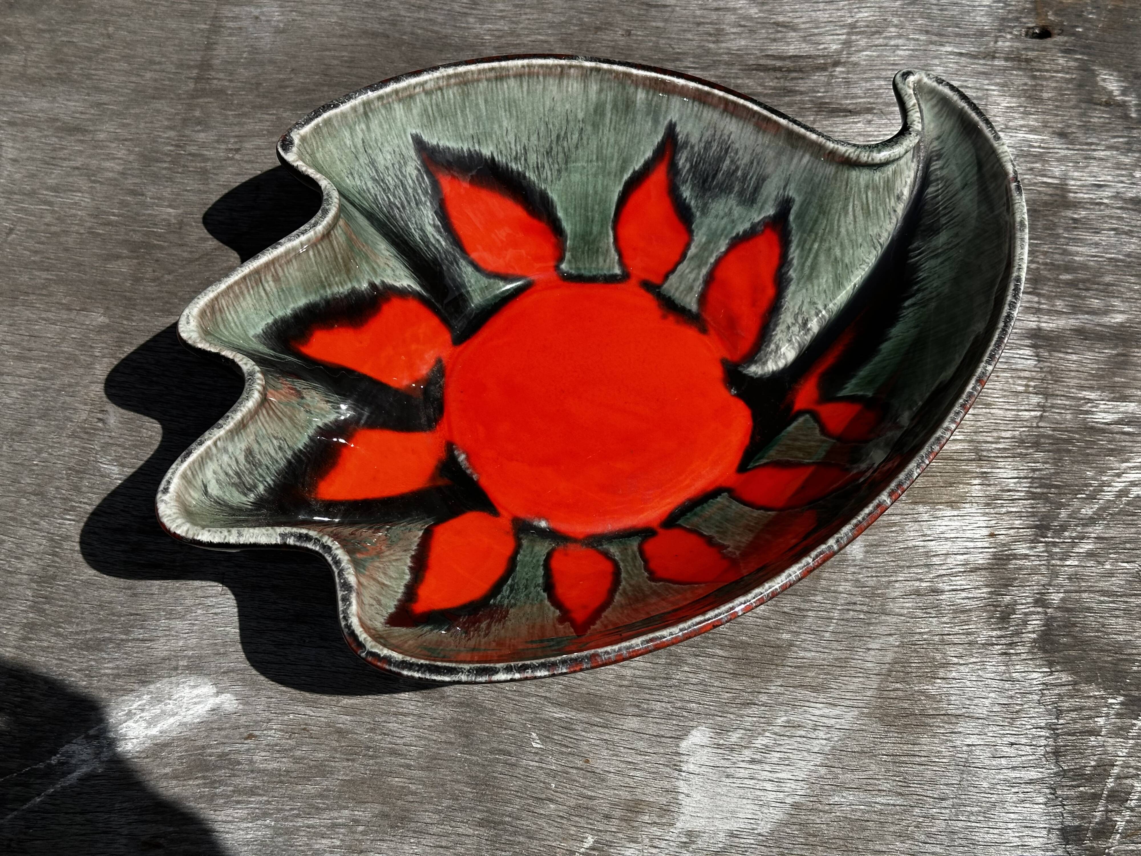 Coupe / Vide Poche - Décor Soleil - Forme Libre - Céramique Elchinger