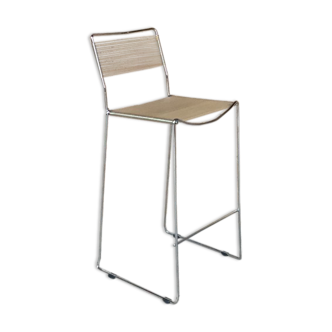 Tabouret bar haut scoubidou vintage structure chromé